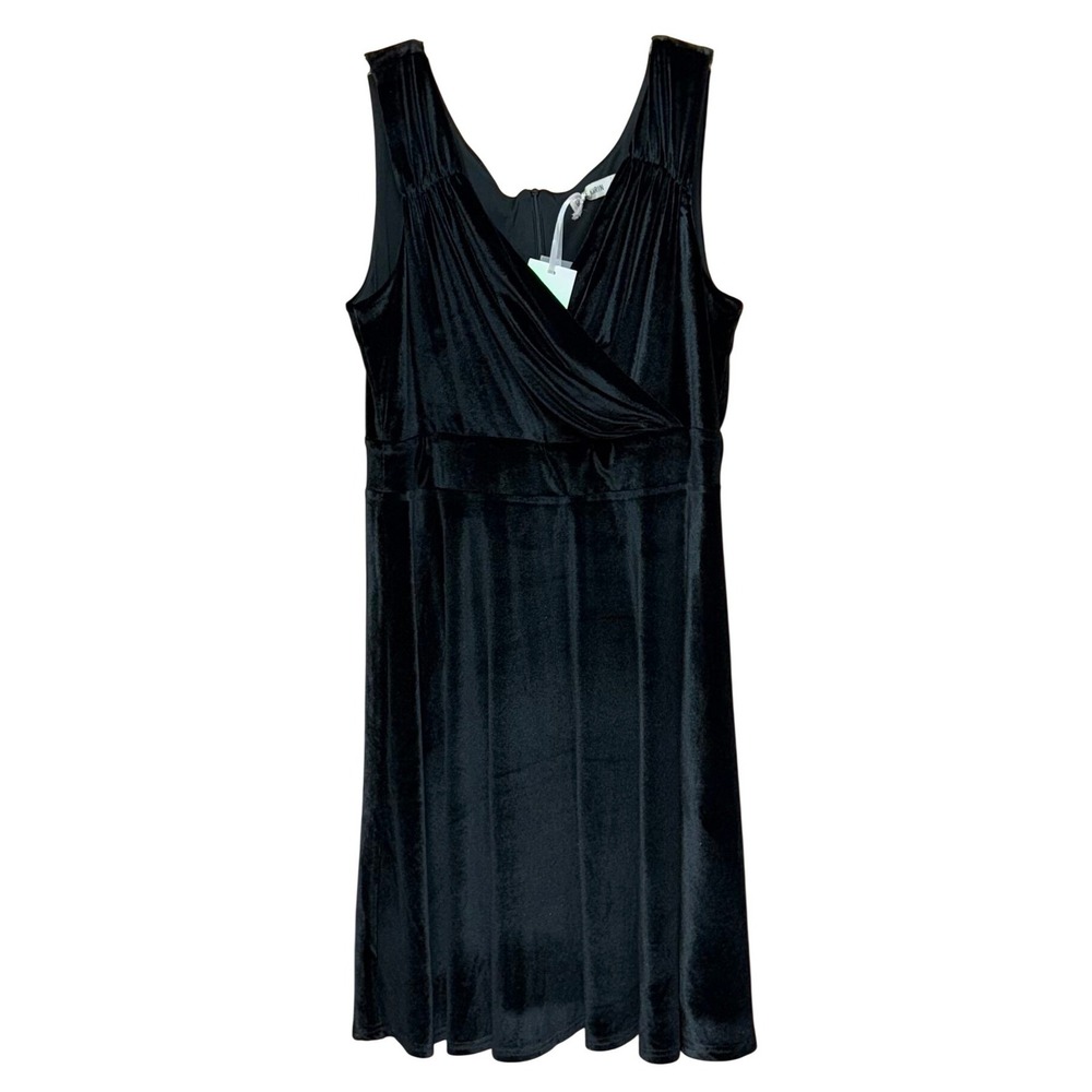 GRACE KARIN Black Velvet Babydoll Sleeveless Midi Dress Women XL Goth Holiday